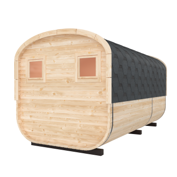 Preview: Fasssauna / Gartensauna / Banja / Quadro 4,0 m mit Terrasse